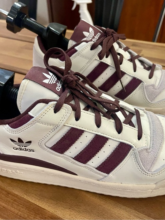 adidas Other - adidas White and Burgundy Retro Court Sneakers
